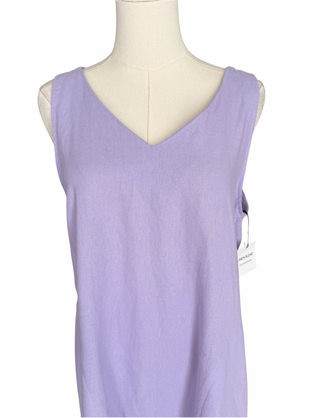For Cynthia - NWT Lilac Linen Blend Fringe Hem Shift Dress Sz S - Picture 3 of 6